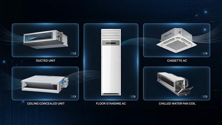 ducted unit hisense cassette ac floor standing ac chill water fan coil ceiling concealed unit