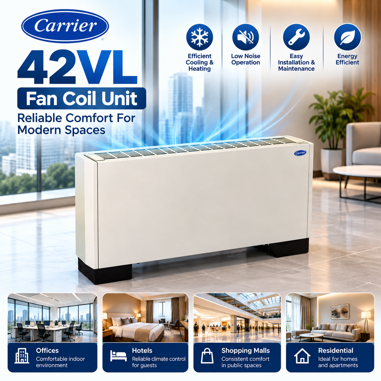 42VL – FCU Carrier : Models, Specifications, and Supply in Pakistan 3 Carrier 42VL Fan Coil Unit 42VL FCU Carrier 42VL FCU Fan Coil Unit Carrier Fcu